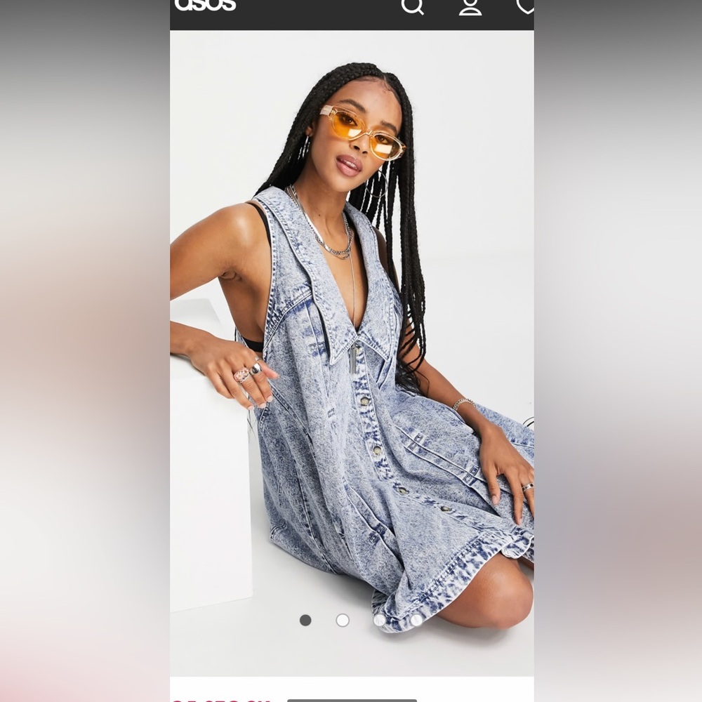 New with Nordstrom tag Free People Katie Denim dress with oversized collar.